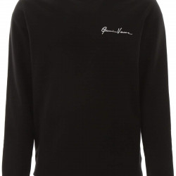 VERSACE SIGNATURE EMBROIDERY SWEATSHIRT S Black, White Cotton