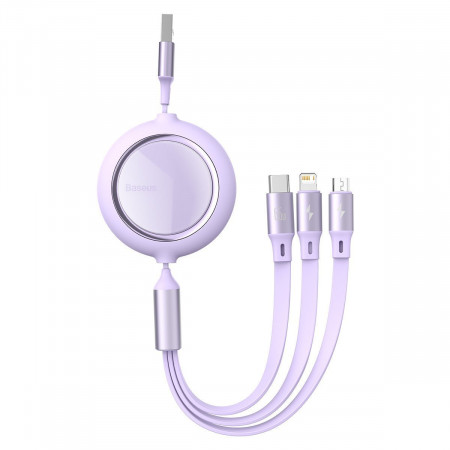 Baseus Cablu Bright Mirror 3 in 1 - USB to Micro USB, Lightning, Tip C - 66W 1,2 metri (CAMLC-MJ05) purple