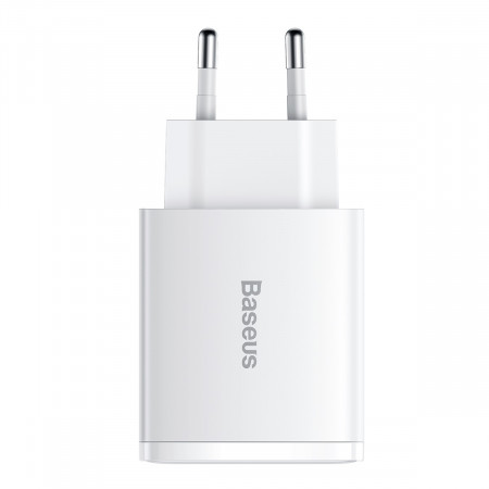 Baseus Compact Incarcator Priza - 2xUSB + Type C - PD 3.0 QC 3.0 30W 3A (CCXJ-E02) white