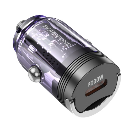 Borofone Car charger BZ29 Ray - Type C - PD 30W 3A transparent-purple