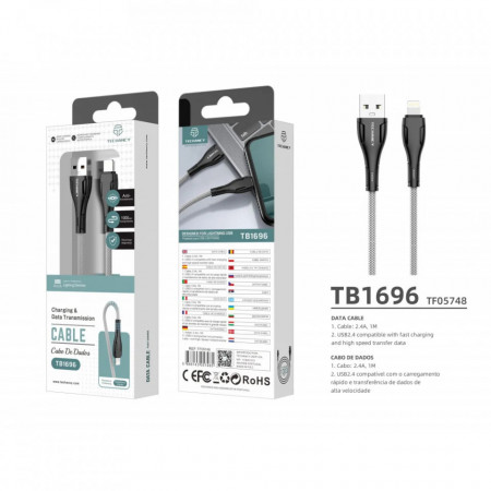 Cable Usb For Ip 7/8 / Xs / 11/12 1M 2.4A Black, PMTF057483