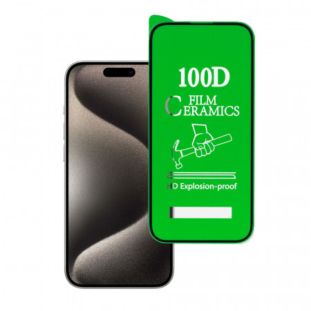 Folie Sticla TempeRosu HARD CERAMIC pentru IPHONE 15 PRO MAX Negru