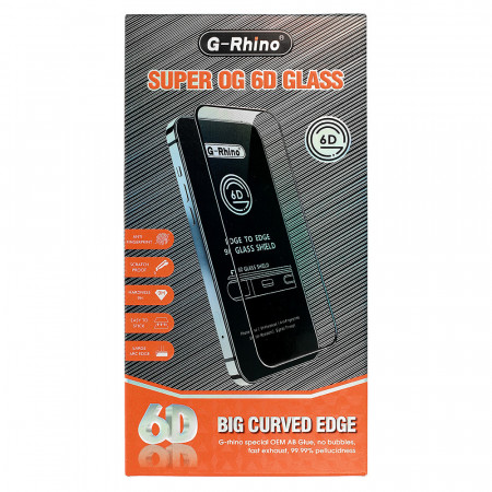 G-Rhino Full Glue 6D Tempered Glass for IPHONE 14 Black - 10 PACK
