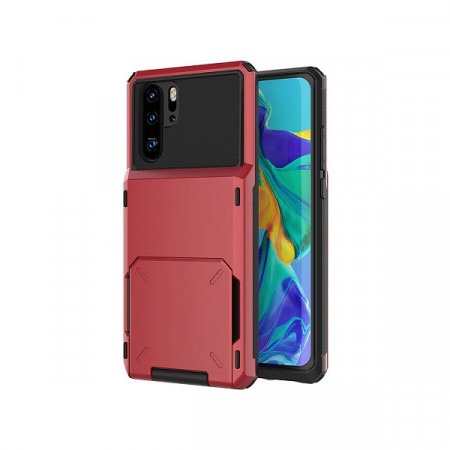 Husa Huawei P20 - Book Type Card Holder, rosu, HWP20-004