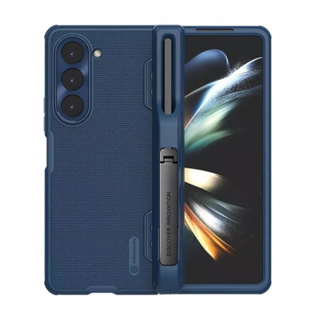 Husa NillkinSuper Frosted Shield Fold Carcasa pentru Samsung Galaxy Z Fold 5 5G Albastru (pen holder)