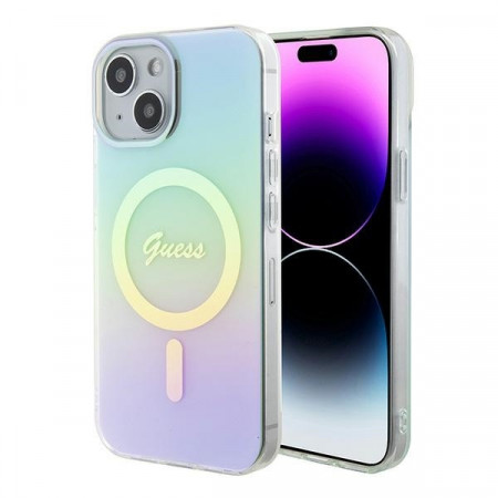Husa Originala GUESS IML Iridescent Magsafe hardCarcasa GUHMP15SHITSQ pentru Iphone 15 turquoise