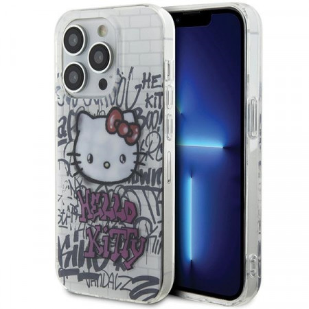 Husa Originala HELLO KITTY hardCarcasa IML Kitty On Bricks Graffiti HKHCP14LHDGPHT pentru Iphone 14 Pro white