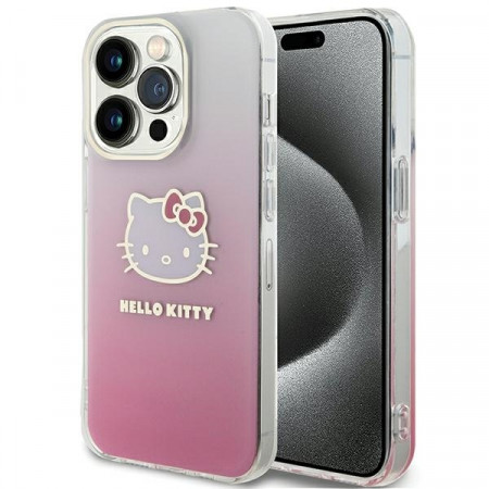 Husa Originala HELLO KITTY IML Gradient Electrop Kitty Head HKHCP14LHDGKEP pentru Iphone 14 Pro Roz