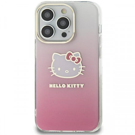 Husa Originala HELLO KITTY IML Gradient Electrop Kitty Head HKHCP15SHDGKEP pentru Iphone 15 Roz