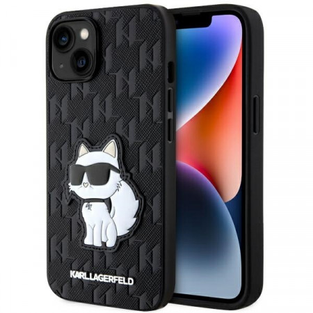 Husa Originala Pouch KARL LAGERFELD Saffiano Monogram Choupette KLHCP14SSAKHPCK pentru Iphone 14 Negru