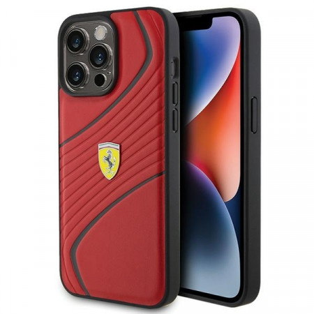 Original FERRARI hardCarcasa Twist Metal Logo FEHCP15XPTWR do Iphone 15 Pro Max Rosu