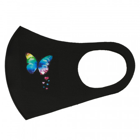 Reusable protective face mask - Butterfly negru