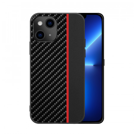 Tel Protect CARBON Case for Iphone 13 Mini Black with red stripe