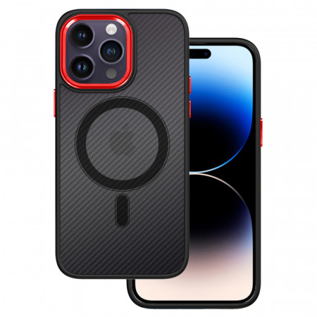 Tel Protect Magnetic Carbon Carcasa pentru Iphone 13 Negru-Rosu