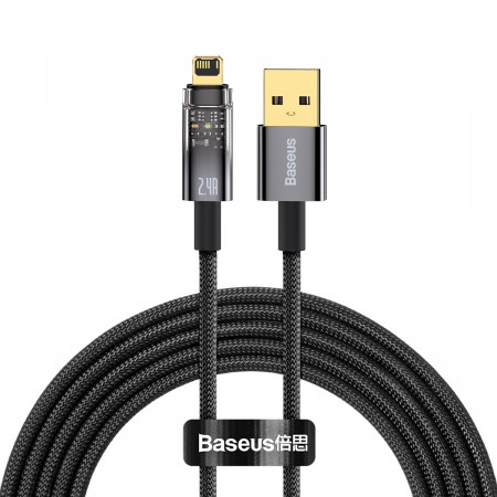 Baseus Cablu Explorer - USB to Lightning - 2,4A 2 metry (CATS000501) Negru