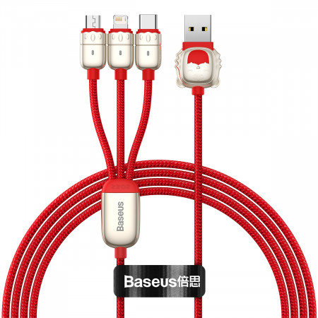 Baseus Cablu Year of the Tiger 3 in 1 - USB to Tip C, Lightning, Micro USB - 3,5A 1,2 metri (CASX010009) rosu