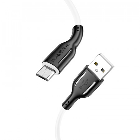 Borofone Cablu BX63 Charming - USB to MicroUSB - 2,4A 1 metru negru-white