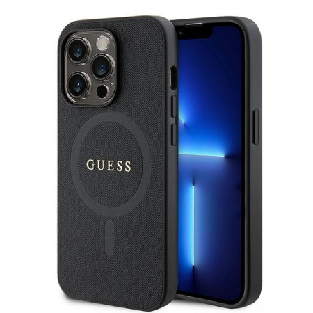 Husa Originala GUESS hardCarcasa Saffiano MagSafe GUHMP15LPSAHMCK pentru Iphone 15 Pro Negru