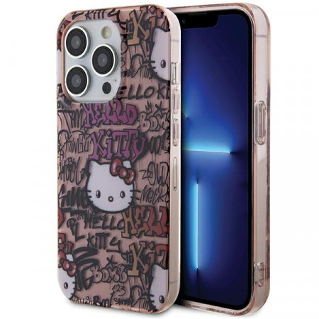 Husa Originala HELLO KITTY hardCarcasa IML Tags Graffiti HKHCP13LHDGPTP pentru Iphone 13 Pro Roz