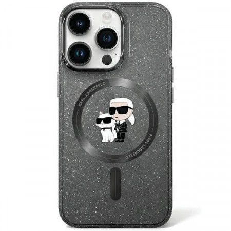 Husa Originala Pouch KARL LAGERFELD 3D Karl&Choupette Glitter MagSafe KLHMN61HGKCNOK pentru Iphone 11/ Xr Negru