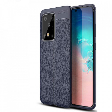 Husa Samsung Galaxy S20 PLUS Bleumarin din TPU cu Design de Tip Piele