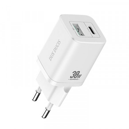 Incarcator Priza Dux Ducis C80 Super Si - USB + Type C - PD 30W QC 3.0 18W 3A white