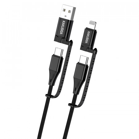 KAKU Cablu KSC-654 Tuojie 4 in 1 - USB + Tip C to Tip C + Lightning - 1,2 metri negru