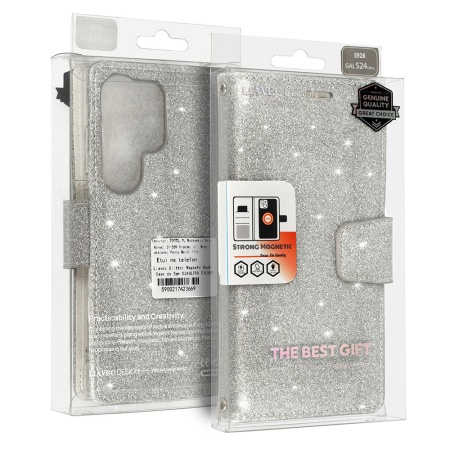 Liavec Glitter Magsafe Book Case for Samsung Galaxy S24 Plus silver