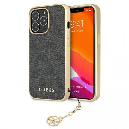 Original Case GUESS 4G Charms Collection Hardcase GUHCP13LGF4GGR for Iphone 13/13 Pro Grey