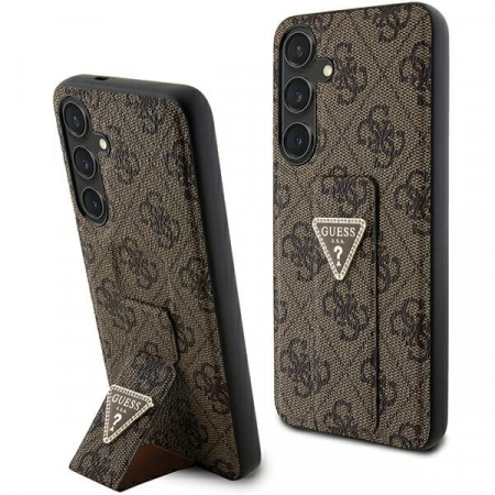 Original Case GUESS - hardcase Grip Stand 4G Triangle Strass GUHCS24SPGS4TDW for Samsung Galaxy S24 Brown