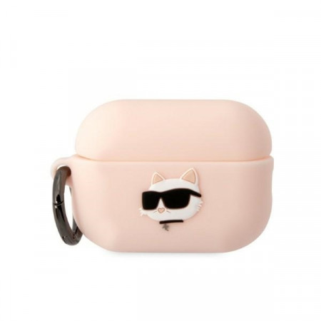 Original Case KARL LAGERFELD - Silicone Choupette Head 3D KLAP2RUNCHP for AirPods Pro 2 Cover - pink