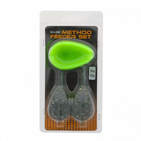 Set Method Feeder 2 greutati 30g+50g+ incarcator silicon fluorescent, pescuit la feedder si lanseta