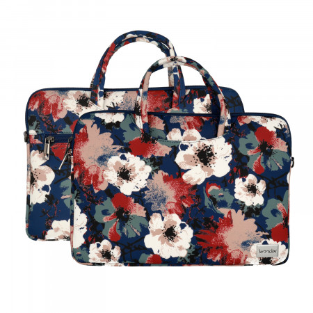 Wonder Briefcase Laptop 15-16 inches blue and camellias