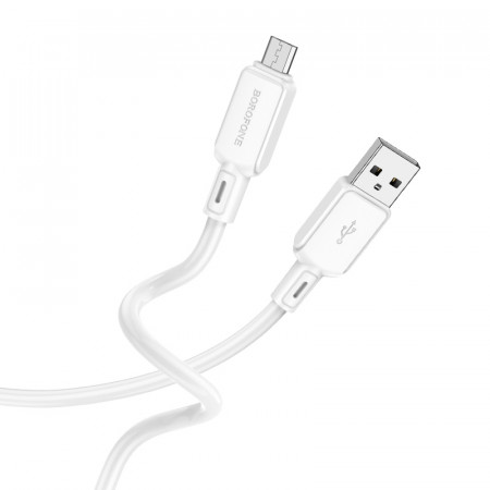 Cablu Borofone BX94 Crystal color - USB to Micro USB - 2,4A 1 metre white