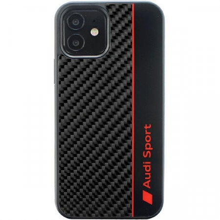 Husa Originala AUDI hardCarcasa Carbon Fiber Stripe AUS-TPUPCIP11-R8/D1-BK pentru Iphone 11/XR Negru