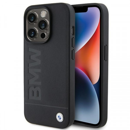 Husa Originala BMW Magsafe Leather Hot Stamp BMHMP15LSLLBK pentru Iphone 15 Pro Negru
