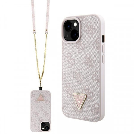 Husa Originala GUESS hardCarcasa Crossbody 4G Metal Logo GUHCP15MP4TDSCPP pentru Iphone 15 Plus Roz