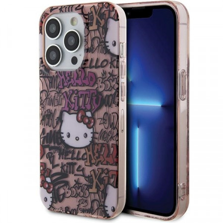 Husa Originala HELLO KITTY hardCarcasa IML Tags Graffiti HKHCP14LHDGPTP pentru Iphone 14 Pro Roz