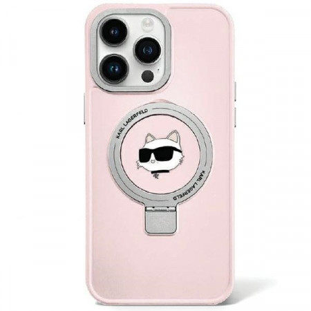 Husa Originala Pouch KARL LAGERFELD Ring Stand Choupette Head MagSafe KLHMP15XHMRSCHP pentru Iphone 15 Pro Max Roz