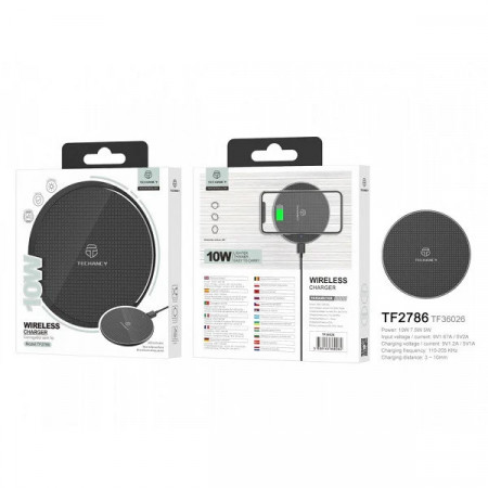 Încărcător wireless din aliaj de 10W negru, PMTF360263