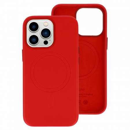MagSafe Leather Husa Iphone 15 Plus Red