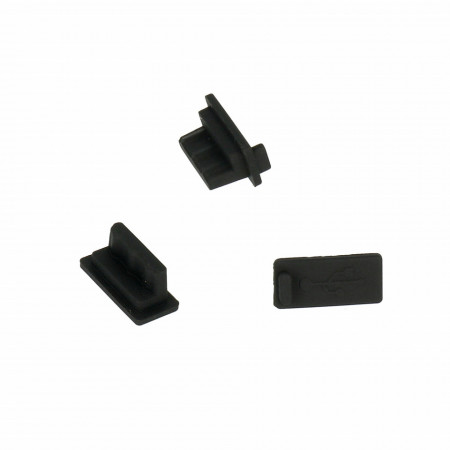 Silicone dust plug USB Negru - 10 pieces