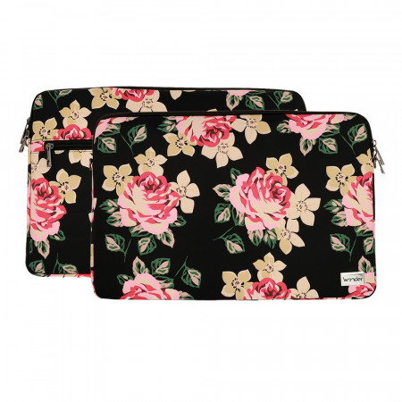 Wonder Sleeve Laptop 15-16 inches negru and roses