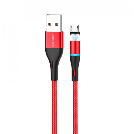 Borofone Cablu BU16 Skill magnetic - USB to Micro USB - 2,4A 1,2 metri rosu