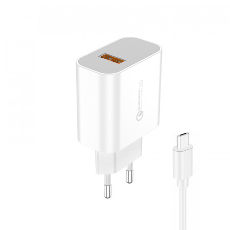 Foneng Wall charger EU46 - USB - 18W 3A with USB to Micro USB cable white