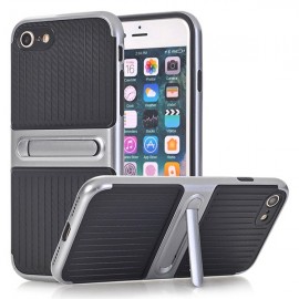 Husa iPhone 6 si 6S Carbon Texture Silver Cu Suport Wide