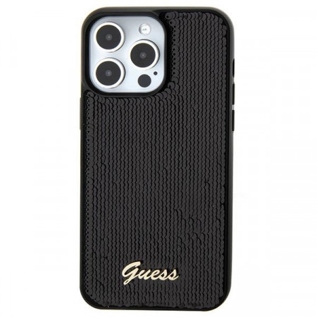 Husa Originala GUESS Sequin Script Metal hardCarcasa GUHCP15SPSFDGSK pentru Iphone 15 Negru