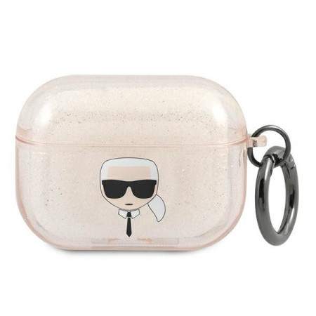 Husa Originala KARL LAGERFELD - Glitter Karl`s Head KLAPUKHGD pentru AirPods Pro Cover - Auriu