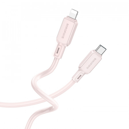 Cablu Borofone BX94 Crystal color - Type C to Lightning - PD 20W 1 metre light Roz
