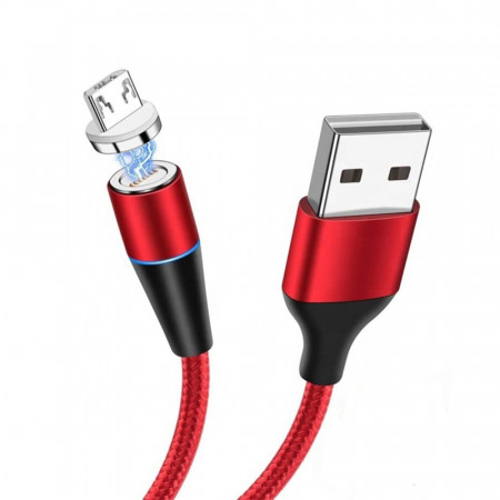 Cablu Magnetic Tip 2 - USB to Micro USB - cu detachable plug 3A 1 Meter Rosu